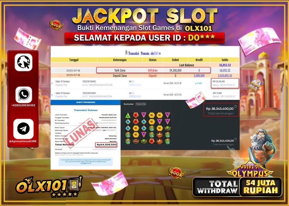 OLX101 JACKPOT SLOT GATES OF OLYMPUS Rp.54.300.000.,- LUNAS