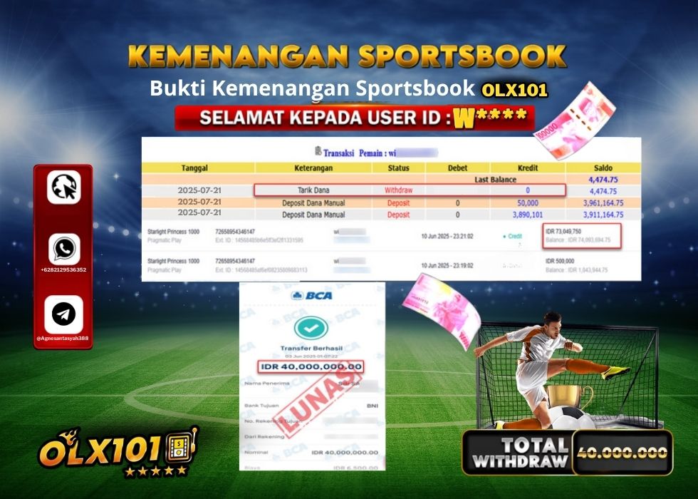 OLX101 KEMENANGAN SPORTSBOOK Rp.40.000.000.,- LUNAS