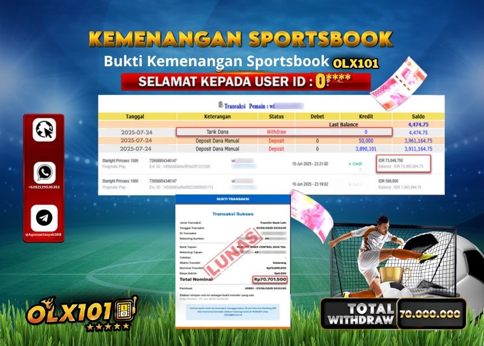 OLX101 KEMENANGAN SPORTSBOOK Rp.70.000.000.,- LUNAS