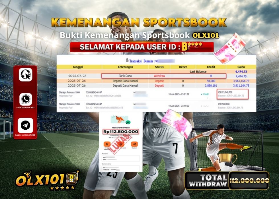 OLX101 KEMENANGAN SPORTSBOOK Rp.112.000.000.,- LUNAS