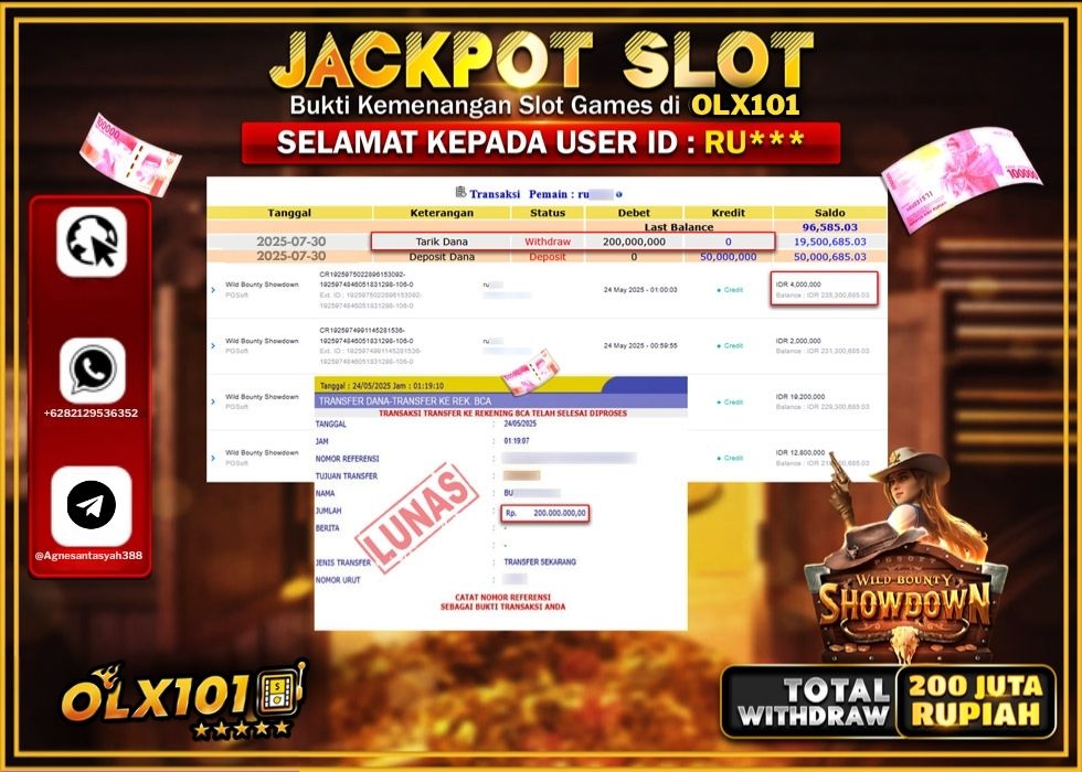 OLX101 JACKPOT SLOT WILD BOUNTY SHOWDOWN Rp.200.000.000.,- LUNAS